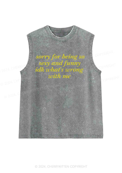 Sorry For Being So Funny Y2K Washed Tank Cherrykitten