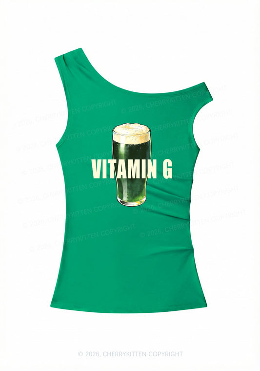 Vitamin G St Patricks Y2K Off Shoulder Tank Top Cherrykitten