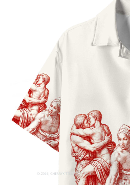 Ancient Greek Lovers Pride Y2K Print Hawaiian Shirt Cherrykitten