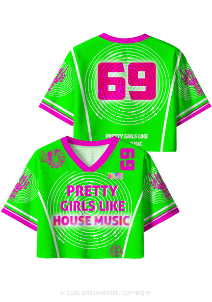 Pretty Girls Like House Music Y2K Crop Sport Jersey Shirts Cherrykitten