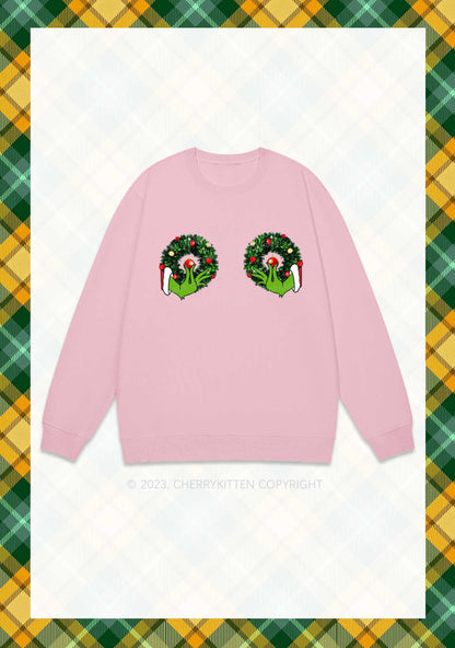 Christmas Wreath Y2K Sweatshirt Cherrykitten