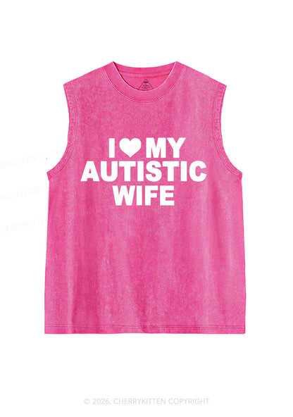 I Love My Autistic Wife Y2K Washed Muscle Tank Cherrykitten