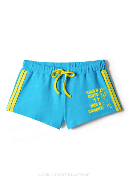 Save Horse Ride Cowgirl Pride Y2K Drawstring Mini Shorts Cherrykitten