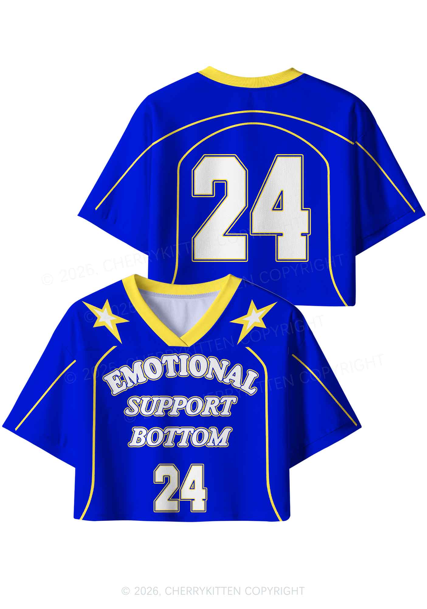 Emotional Support Bottom Pride Y2K Crop Sport Jersey Shirts Cherrykitten
