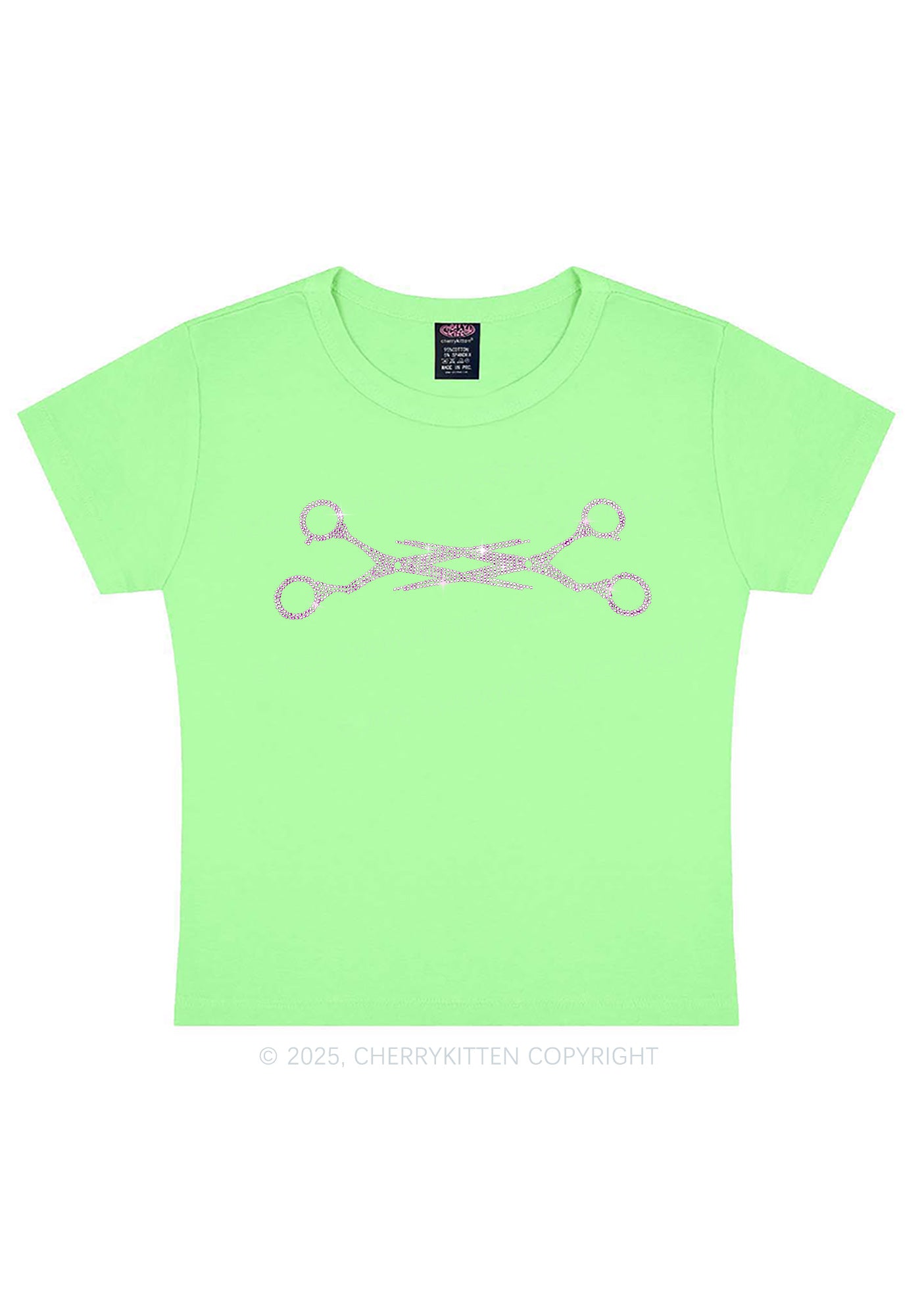 Rhinestone Pink Scissor Pride Y2K Baby Tee Cherrykitten