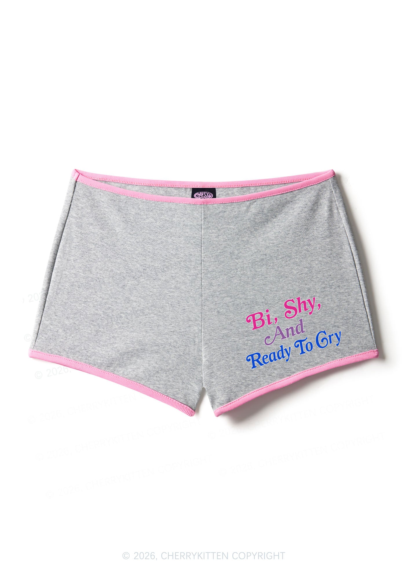 Bi Shy And Ready To Cry Pride Y2K Booty Shorts Cherrykitten