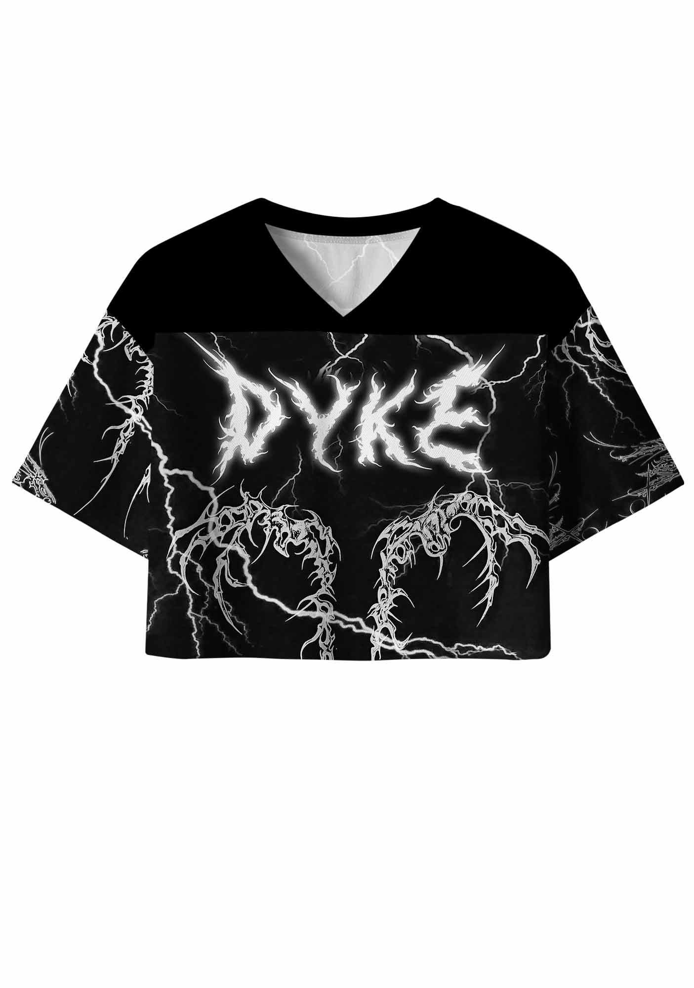 Black Gothic Dyke Pride Y2K Crop Sport Jersey Shirts Cherrykitten