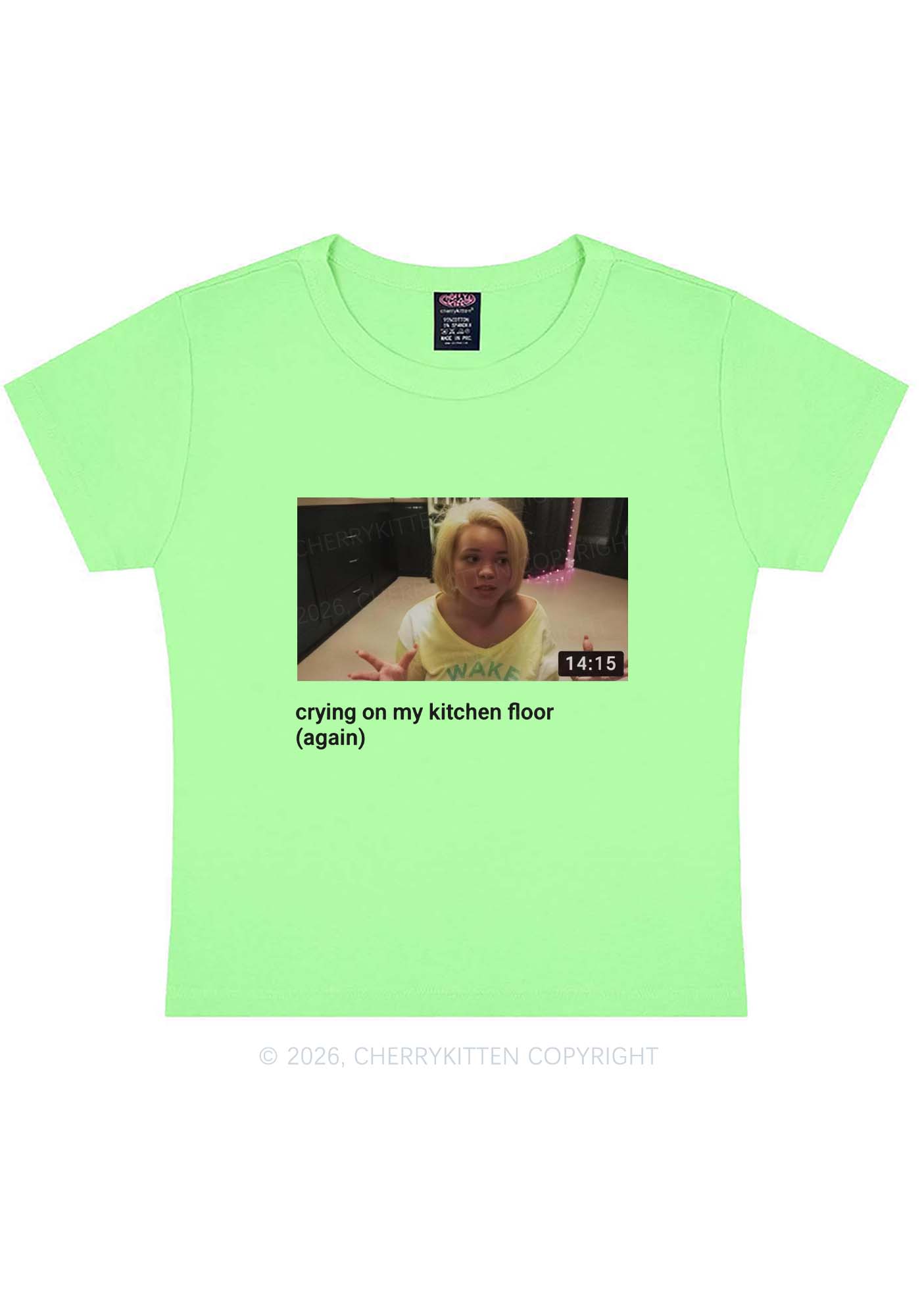 Crying On Kitchen Floor Y2K Baby Tee Cherrykitten