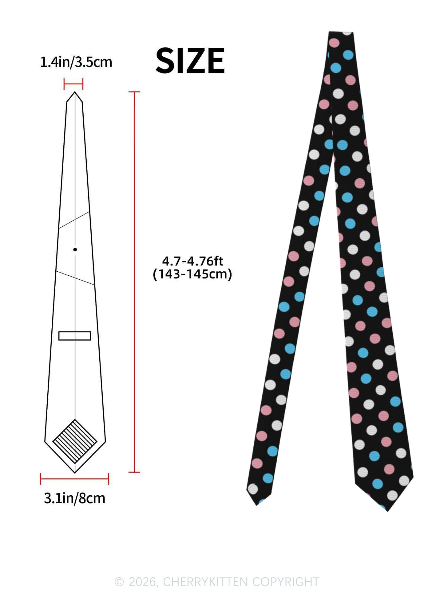 Trans Dots Pride Y2K Necktie Cherrykitten