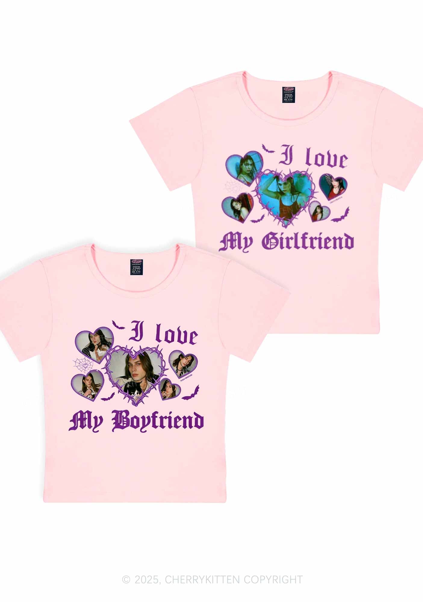 Custom Gothic GF BF Photos Y2K Valentine's Day Baby Tee Cherrykitten