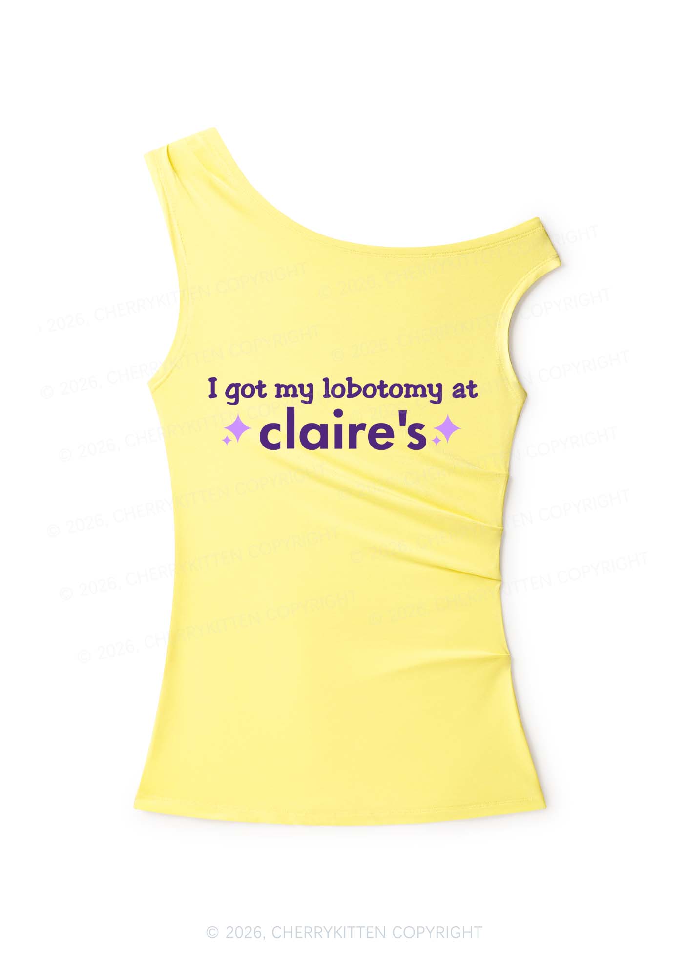 I Got My Lobotomy At Claires Y2K Off Shoulder Tank Top Cherrykitten