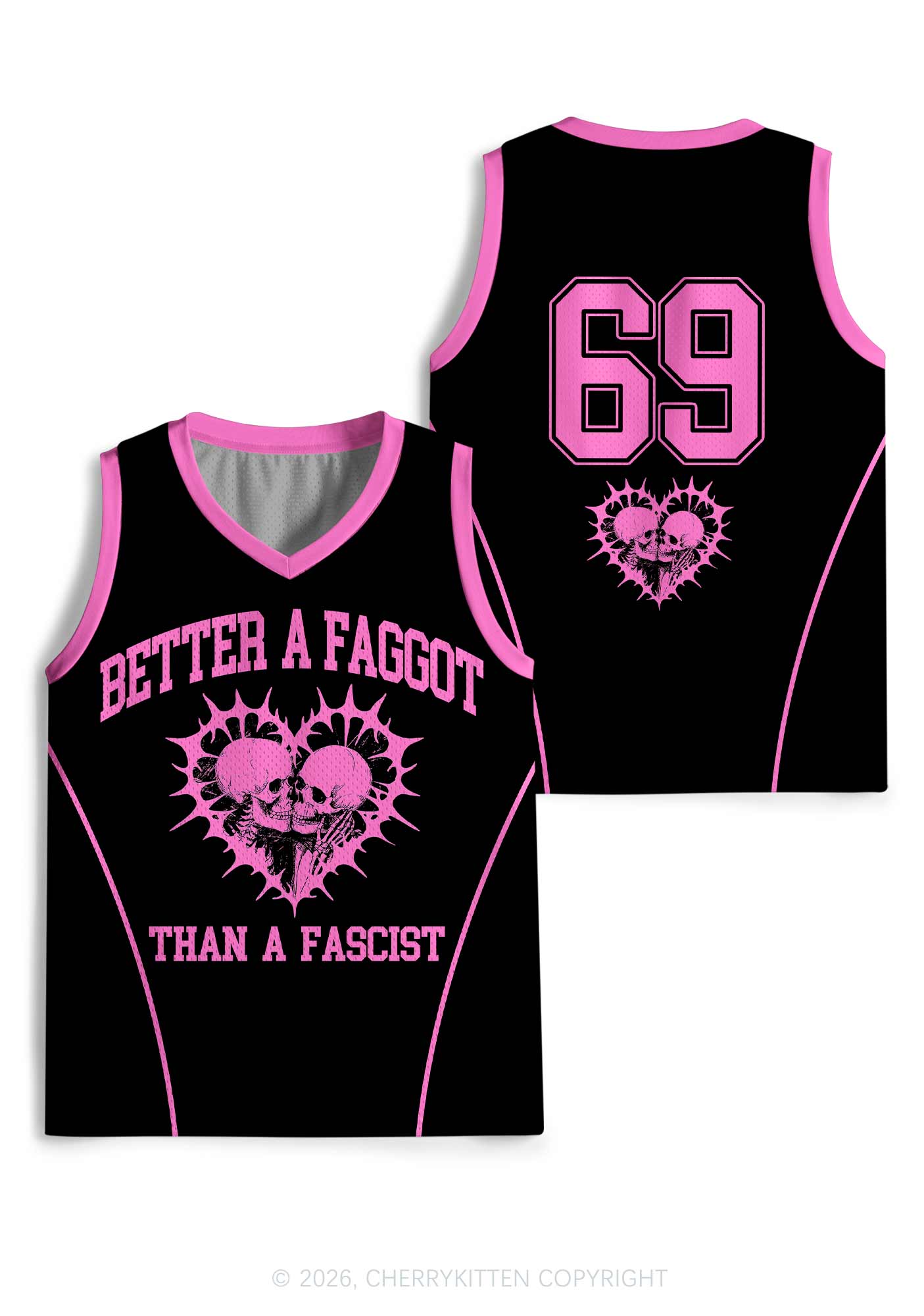 Hot Pink Better A Faggot Than A Fascist Pride Y2K Sport Jersey Tank Cherrykitten