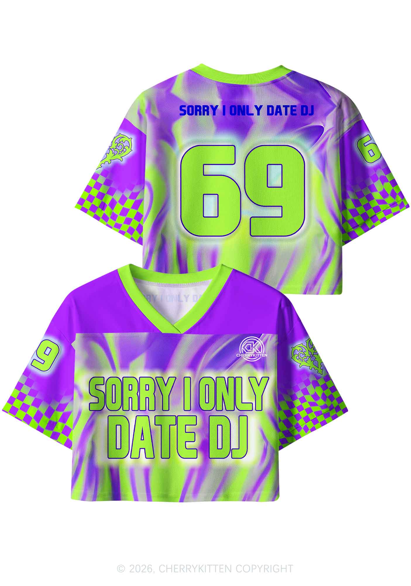 Sorry I Only Date DJ Y2K Crop Sport Jersey Shirts Cherrykitten