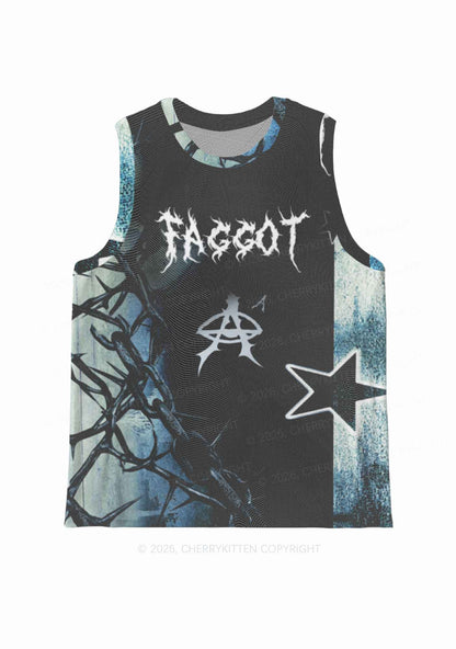 Black Thorn Faggot Pride Y2K Mesh Muscle Tank Cherrykitten