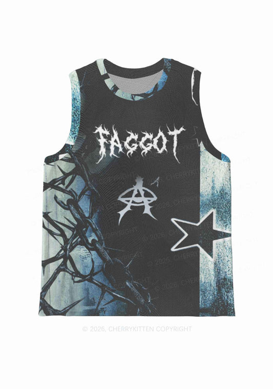 Black Thorn Faggot Pride Y2K Mesh Muscle Tank Cherrykitten