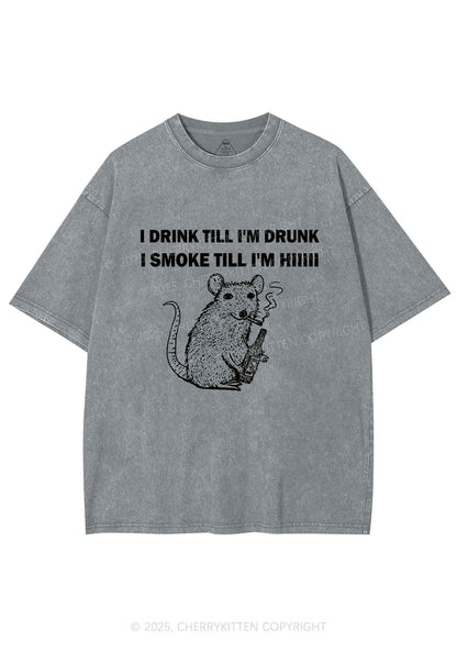 Drunk And Smoke Ratz Y2K Shirts Washed Tee Cherrykitten