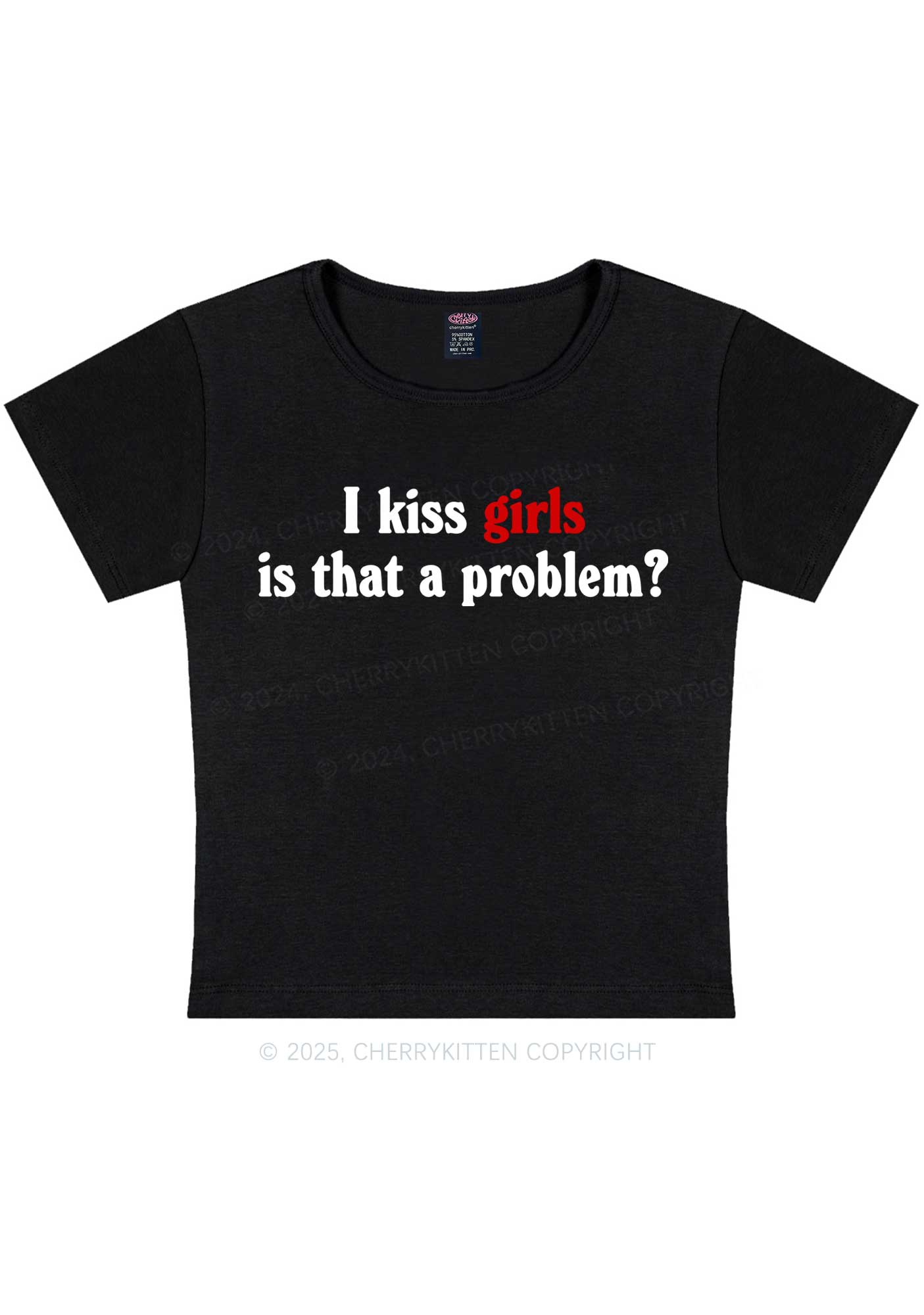 I Kiss Girls Y2K Baby Tee Cherrykitten