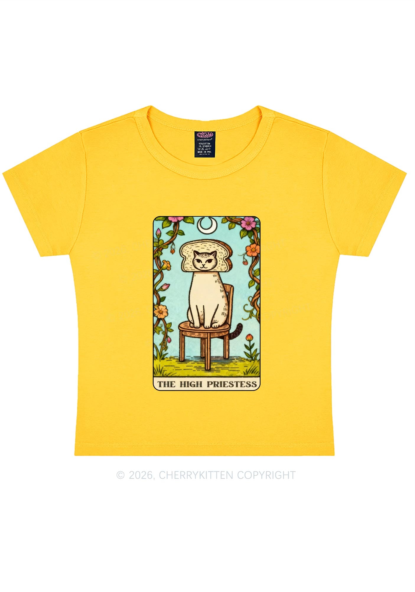 Breadhead Cat Y2K Baby Tee Cherrykitten