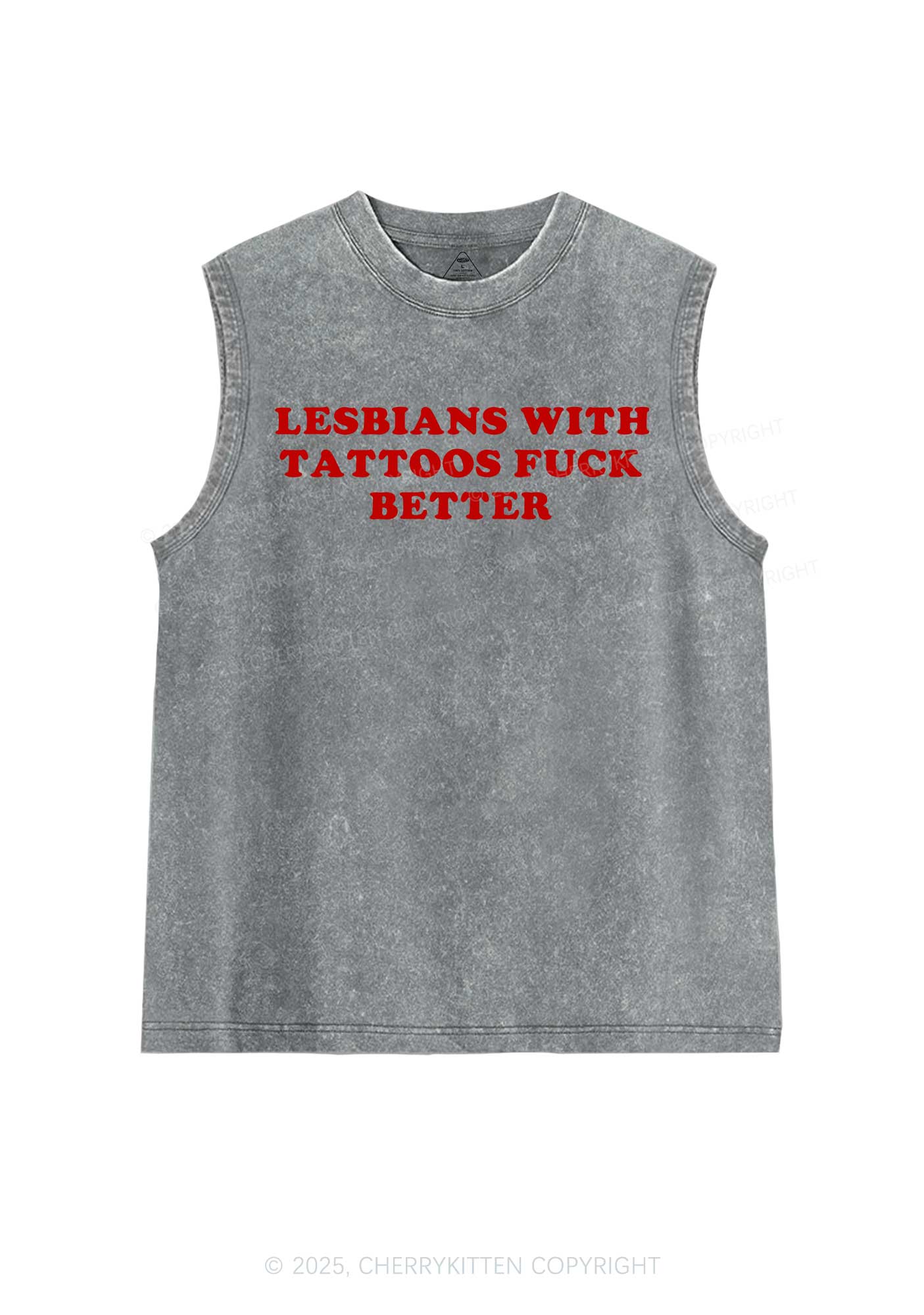 Lesbians With Tattoos Pride Y2K Washed Muscle Tank Cherrykitten