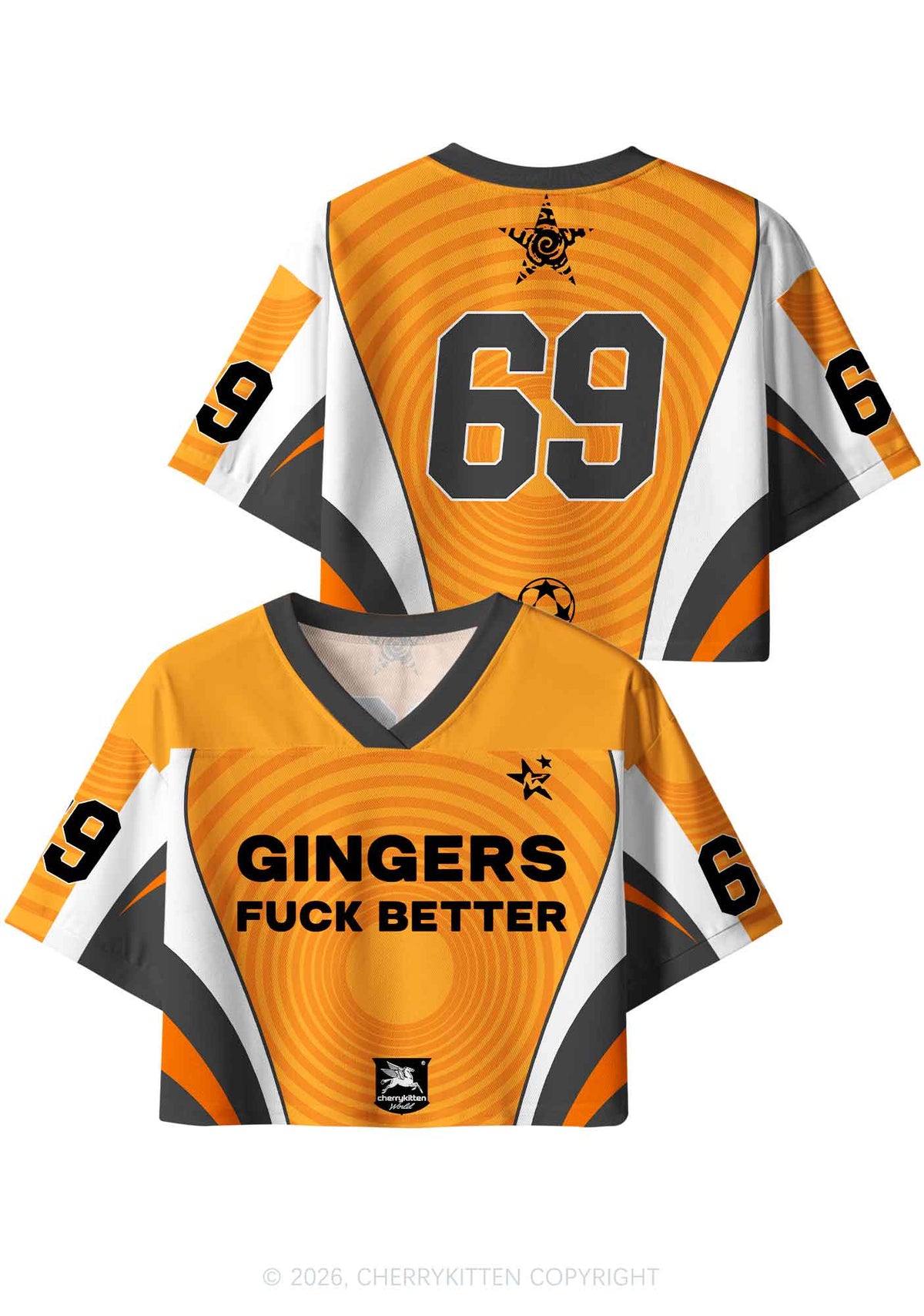 Orange Gingers Fxxk Better Y2K Crop Sport Jersey Shirts Cherrykitten