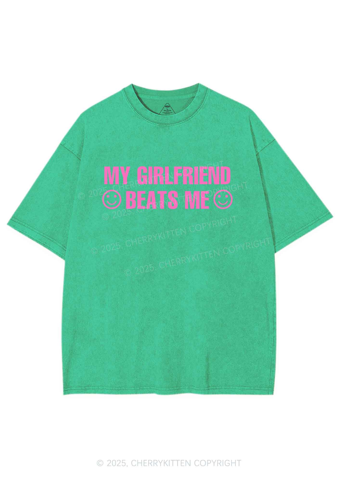 My Girlfriend Beats Me Y2K Shirts Washed Tee Cherrykitten