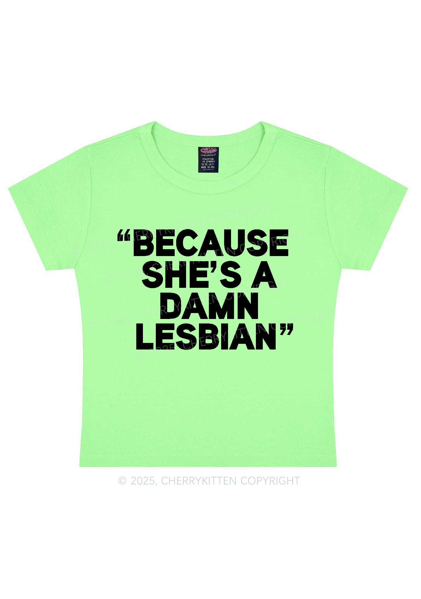 She's A Damn Lesbian Y2K Baby Tee Cherrykitten