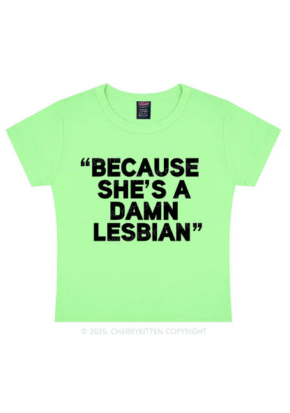 She's A Damn Lesbian Y2K Baby Tee Cherrykitten
