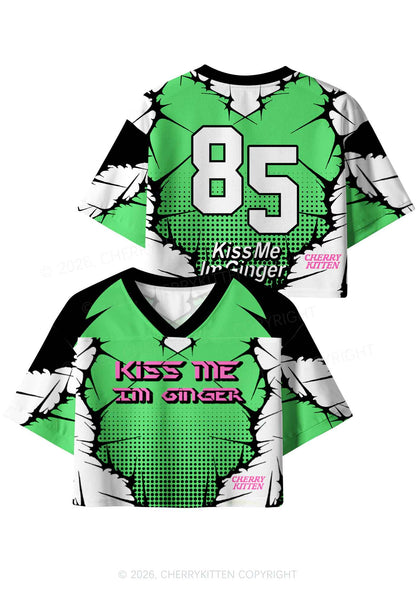 Custom Kiss Me Im Ginger St Patricks Y2K Crop Sport Jersey Shirts Cherrykitten