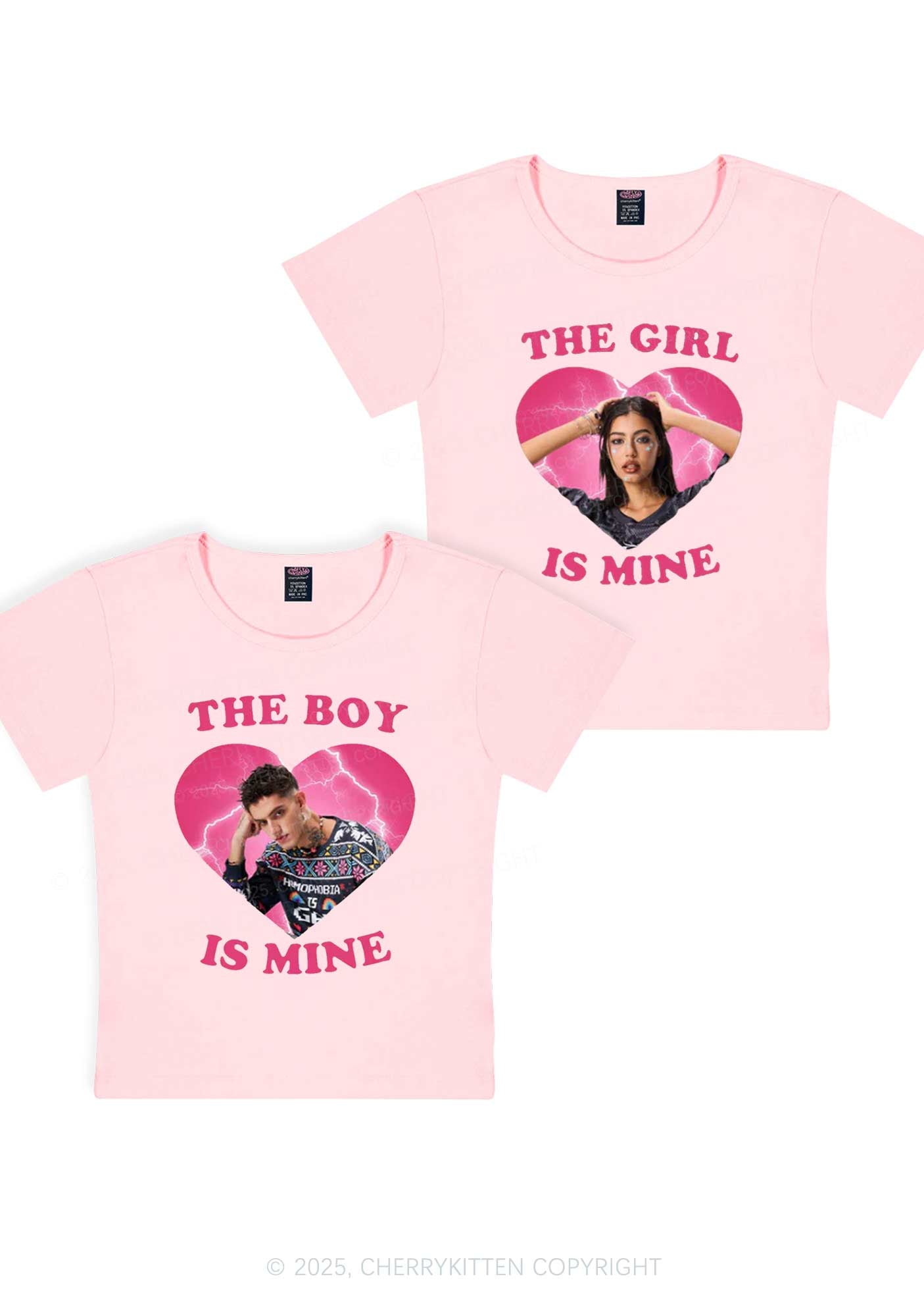 Custom Boy Girl Is Mine Y2K Valentine's Day Baby Tee Cherrykitten