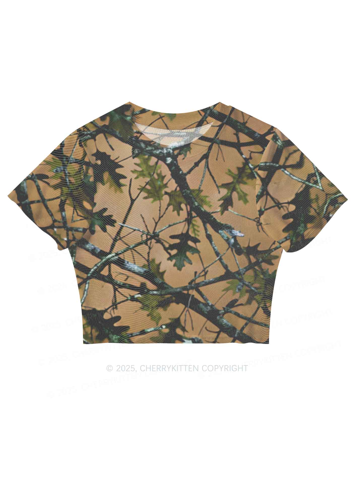 Branches Camouflage Y2K Mesh Crop Top Cherrykitten