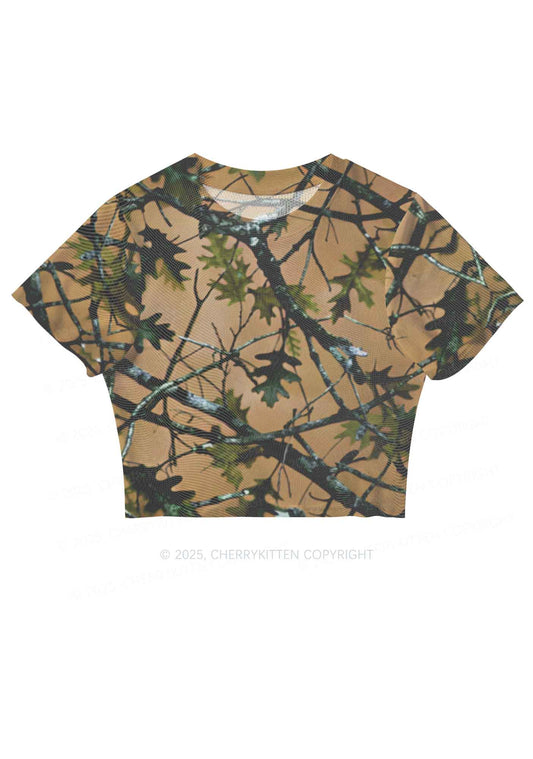 Branches Camouflage Y2K Mesh Crop Top Cherrykitten