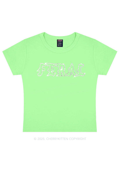 Rhinestone Feral Y2K Baby Tee Cherrykitten