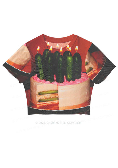 Pickle Cake Y2K Mesh Crop Top Cherrykitten
