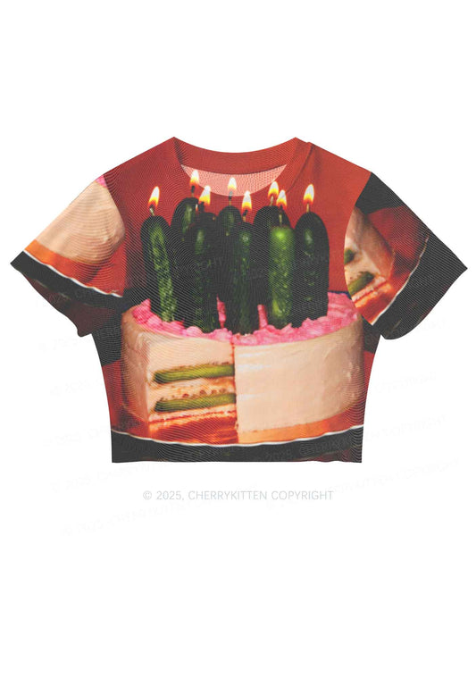Pickle Cake Y2K Mesh Crop Top Cherrykitten