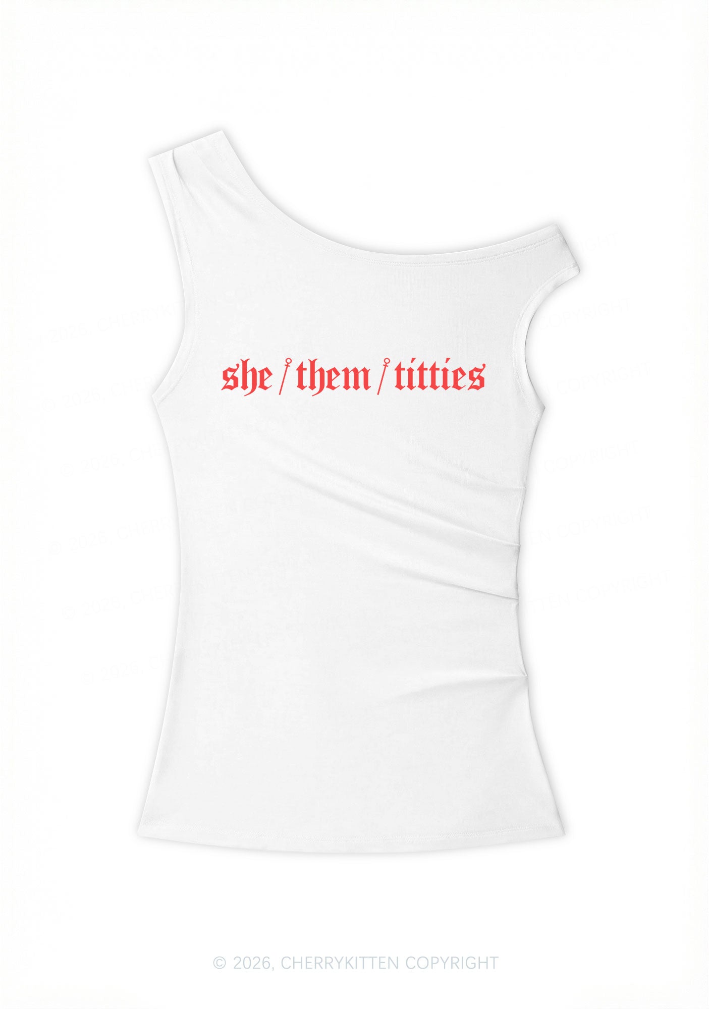 She Them Txtties Pride Y2K Off Shoulder Tank Top Cherrykitten