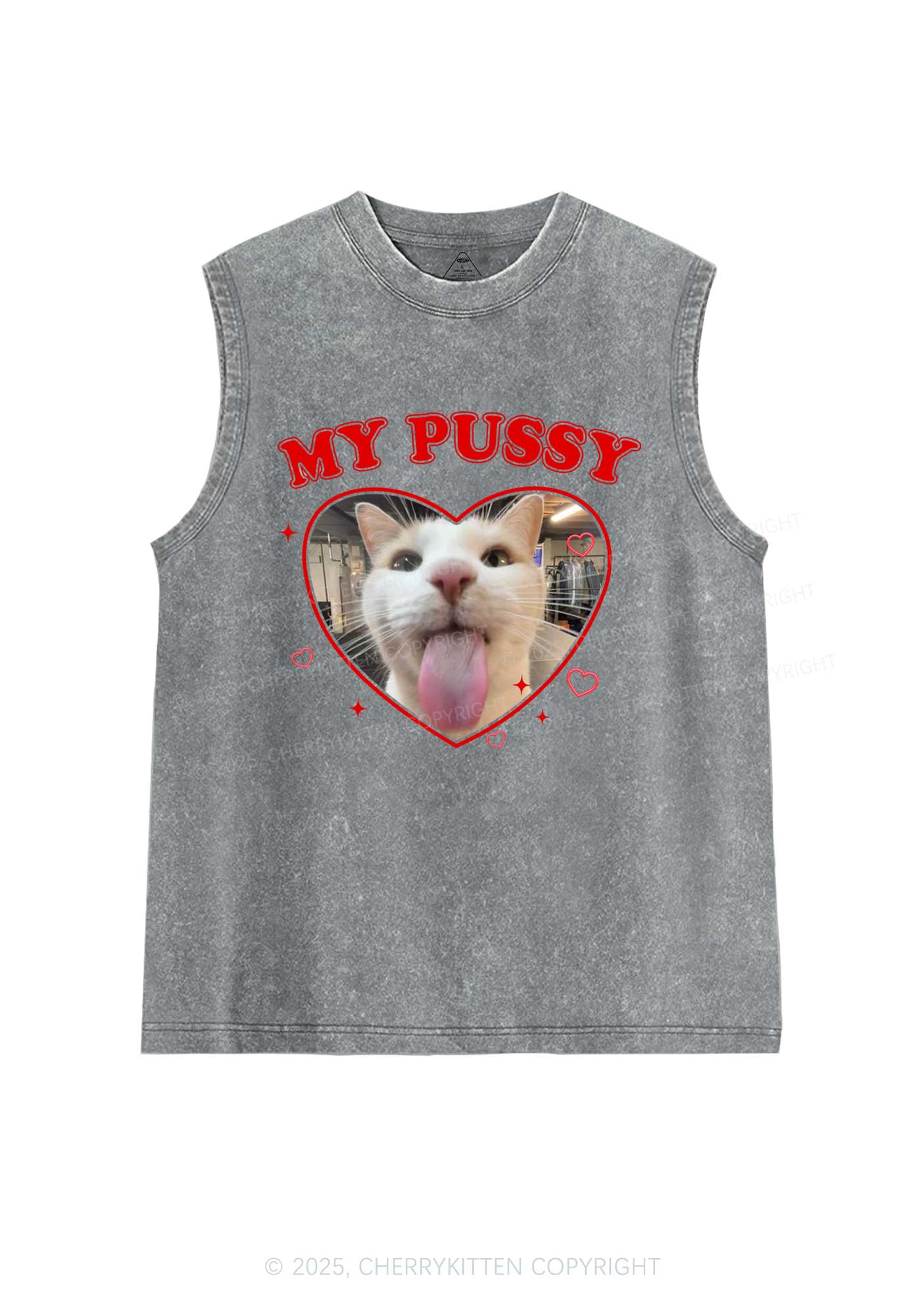 Custom Pet Puxxy Y2K Washed Muscle Tank Cherrykitten