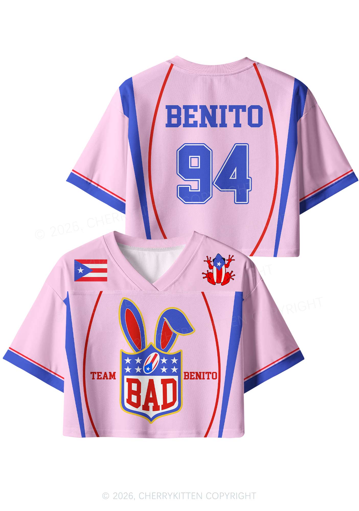 Pink Football Bunny Y2K Crop Sport Jersey Shirts Cherrykitten