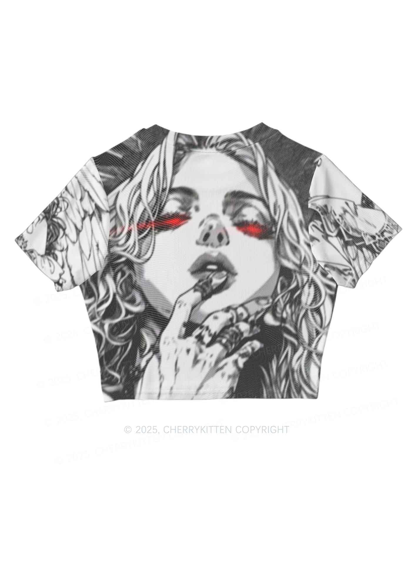 Girls Gaze Y2K Mesh Crop Top Cherrykitten