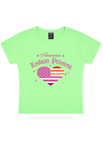 American Lesbian Princess Flag Pride Y2K Baby Tee Cherrykitten