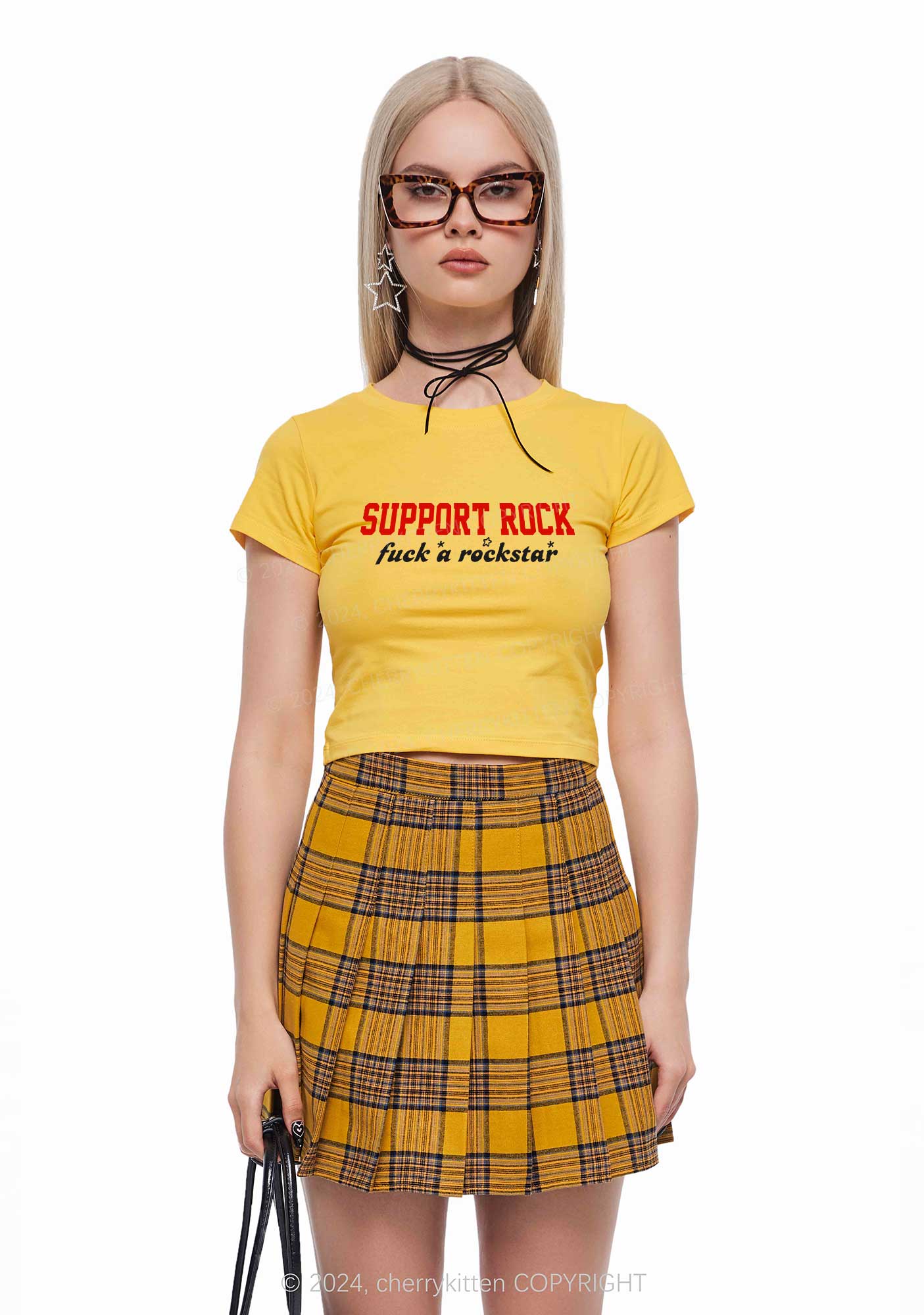 Support Rock Y2K Baby Tee Cherrykitten