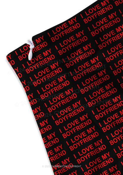 I Love My Boyfriend Y2K Print Mini Skirt Cherrykitten