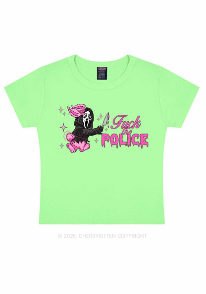 Halloween Fxxk The Police Y2K Baby Tee Cherrykitten