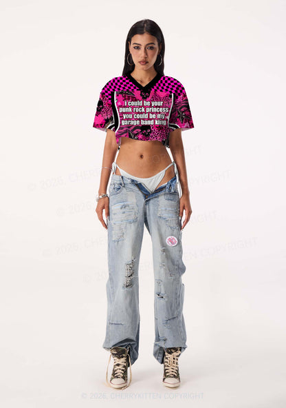 Punk Rock Princess Y2K Crop Sport Jersey Shirts Cherrykitten