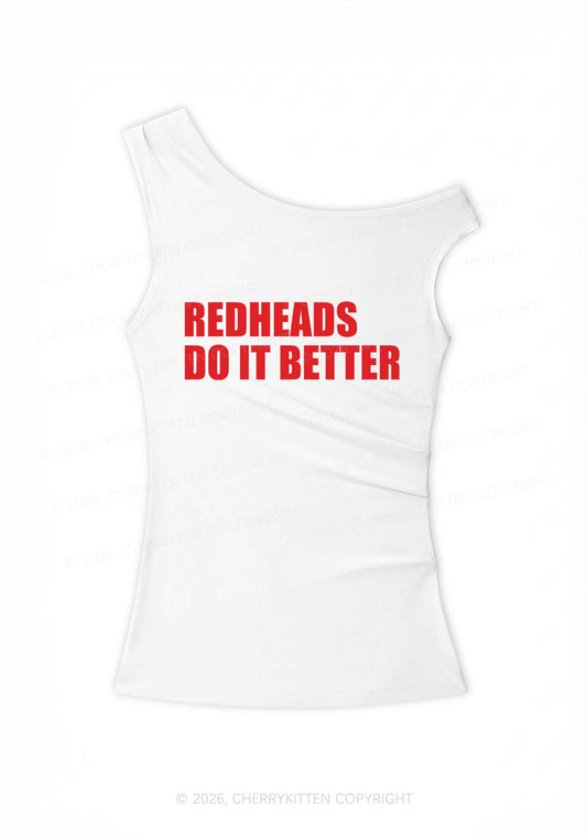 Redheads Do It Better Y2K Off Shoulder Tank Top Cherrykitten