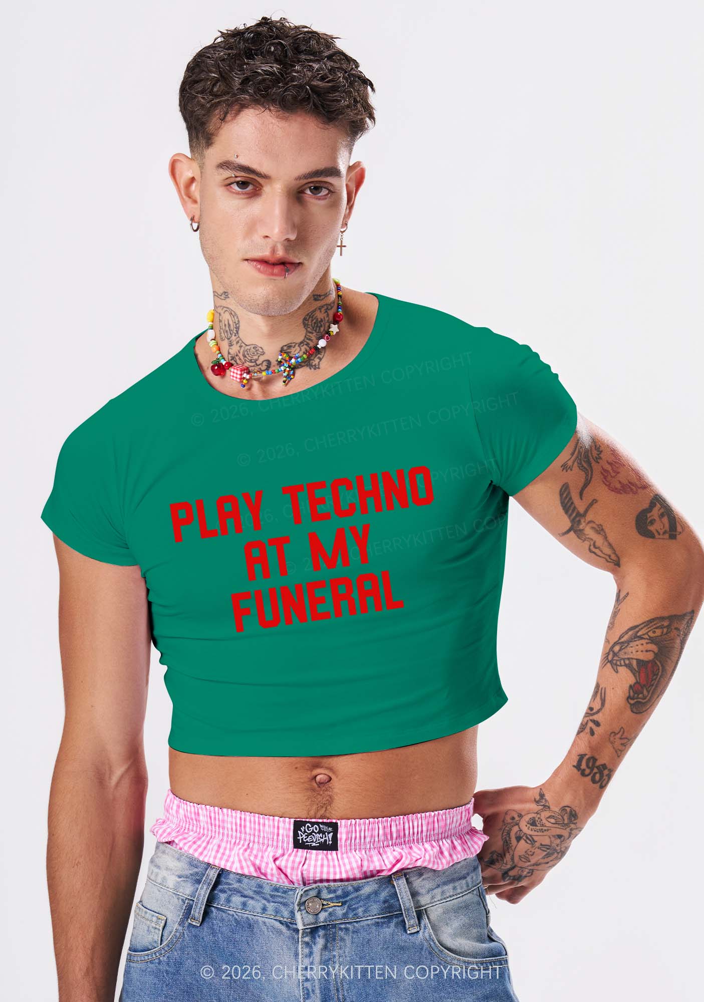 Play Techno At My Funeral Y2K Baby Tee Cherrykitten