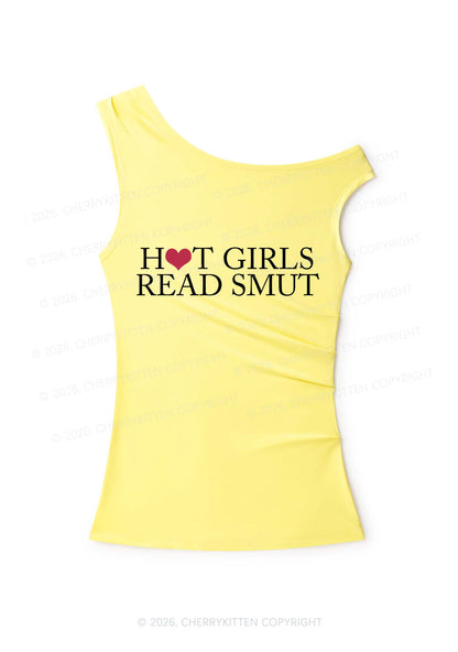 Hot Girls Read Smut Y2K Off Shoulder Tank Top Cherrykitten