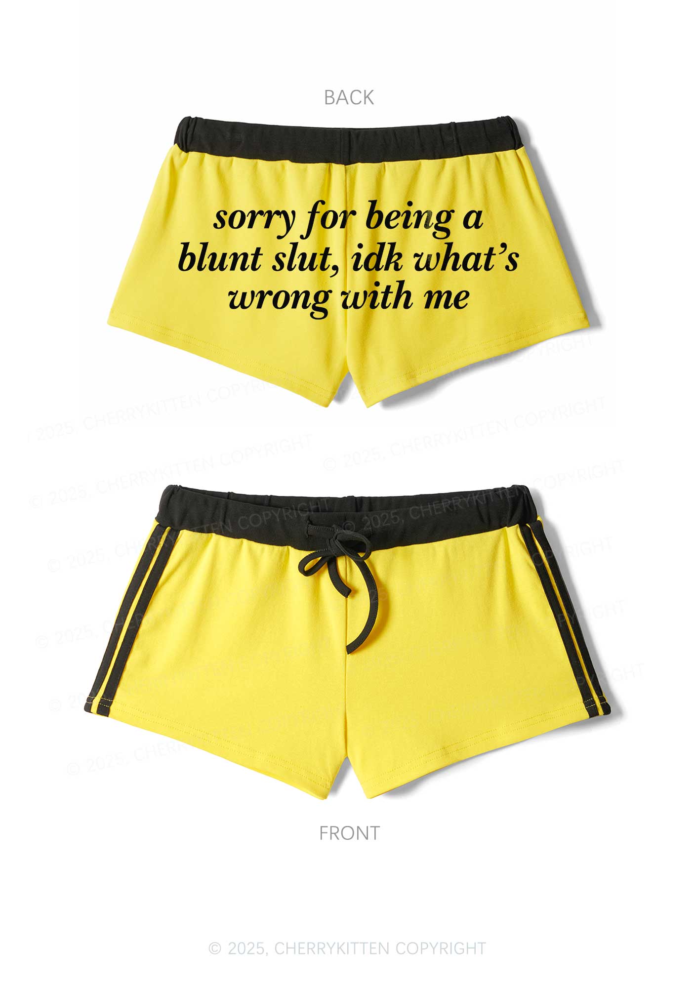 Sorry For Being A Blunt Slxt Y2K Drawstring Mini Shorts Cherrykitten