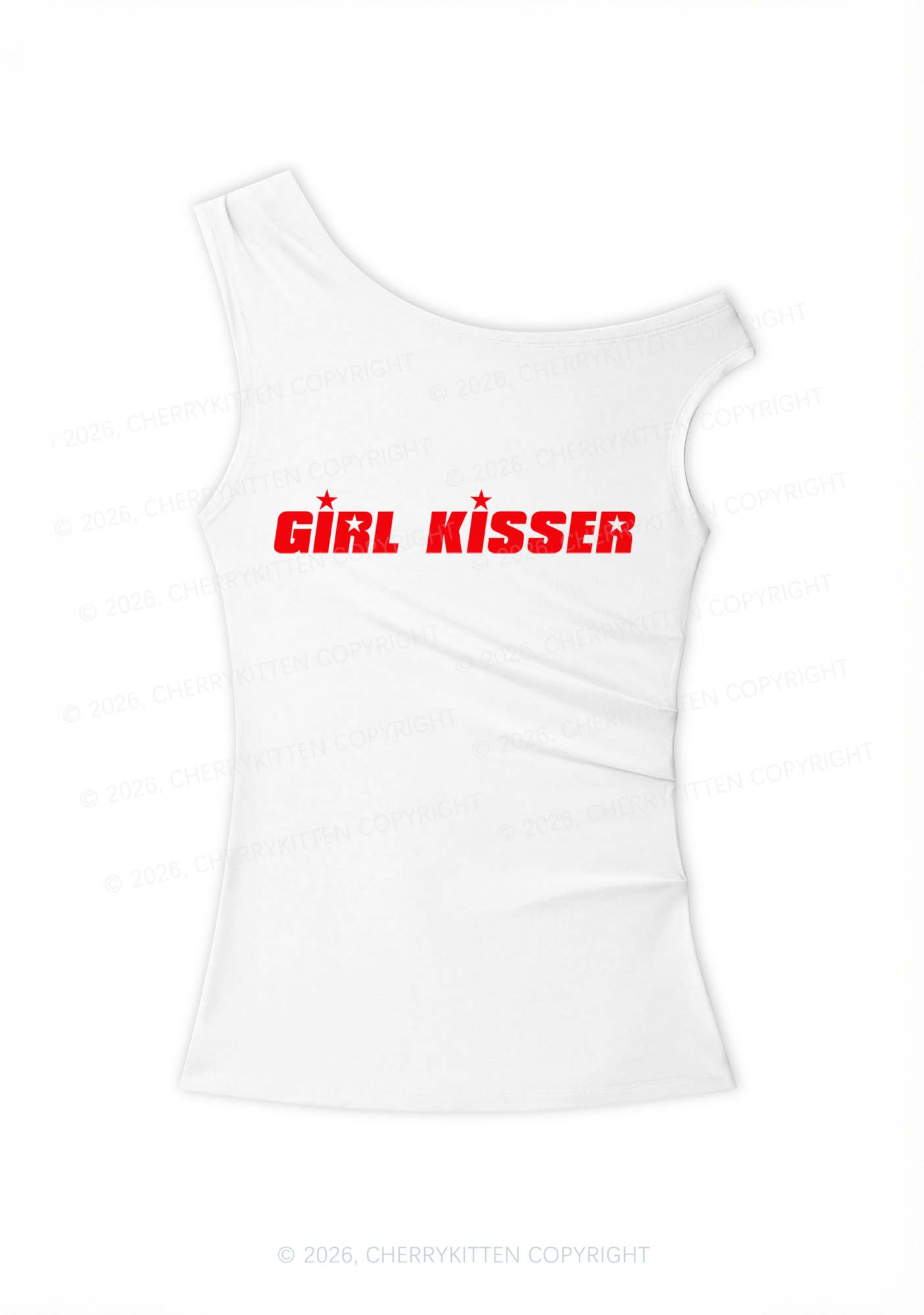 Girl Kisser Star Y2K Off Shoulder Tank Top Cherrykitten