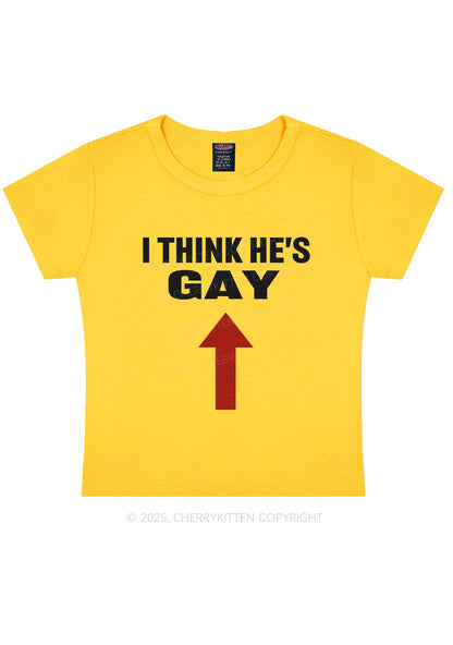 He Is Gay Y2K Baby Tee Cherrykitten