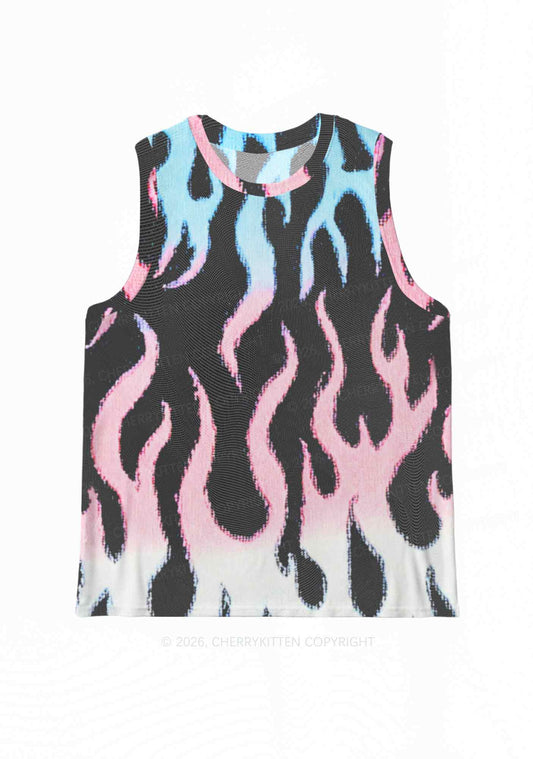 Trans Flame Pride Y2K Mesh Muscle Tank Cherrykitten
